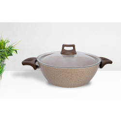 Gülsan Kapaklı Ezme Granit Wok Basık Tencere